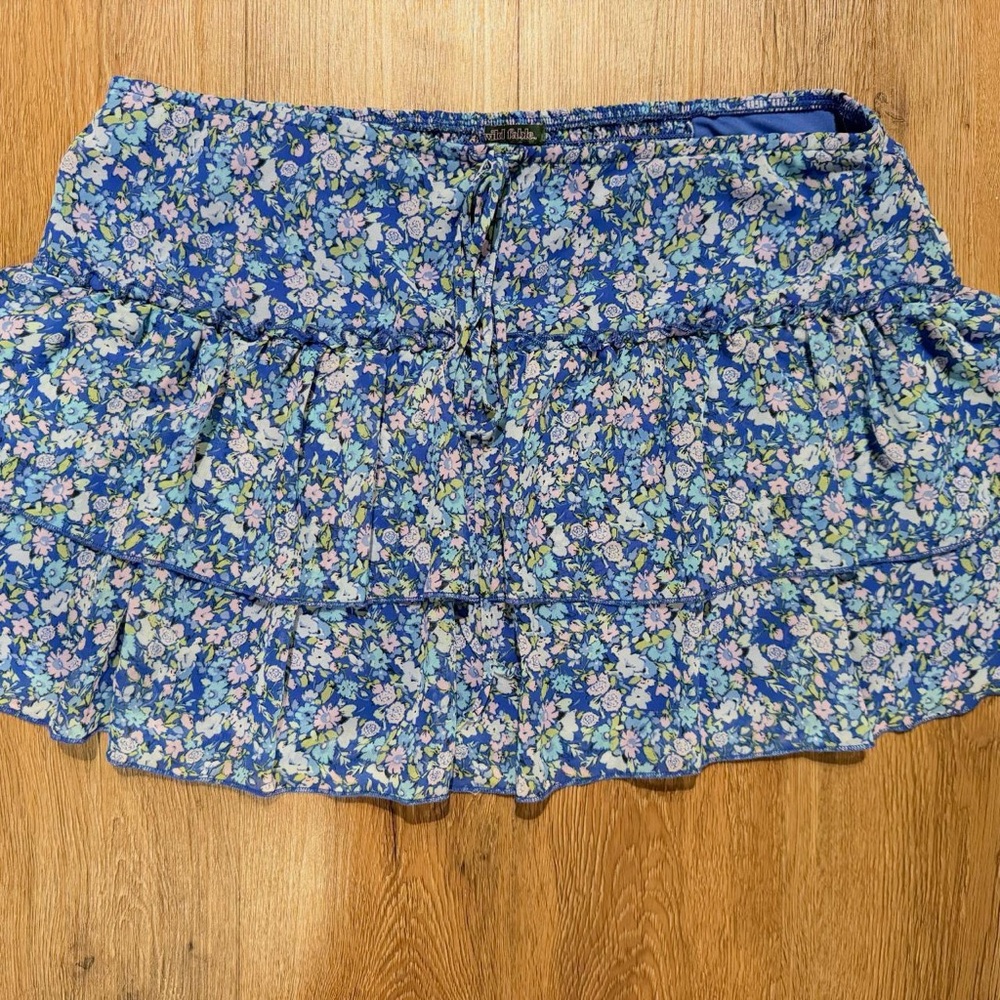 Wild Fable Blue Floral Mini Skirt